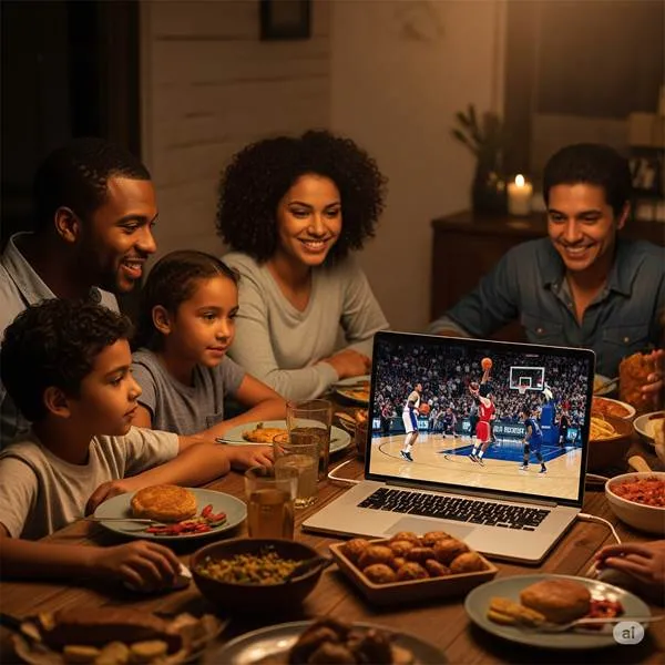 NBA 라이브 스트리밍 링크로 농구중계를 즐기는 가족 NBA 라이브 스트리밍 링크로 농구중계를 즐기는 가족