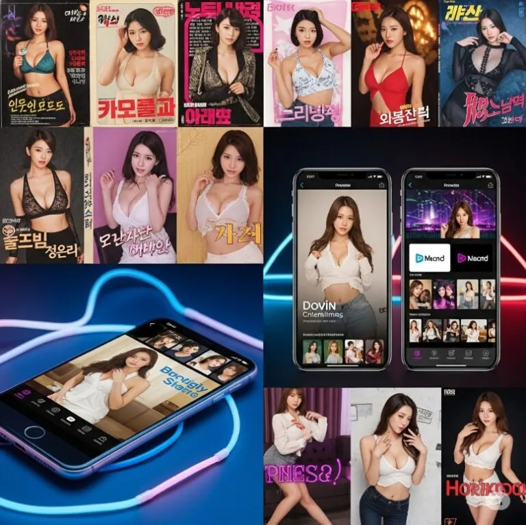 오래된 VHS 테이프와 스마트폰, 태블릿 등 현대 스트리밍 아이콘이 어우러진 콜라주