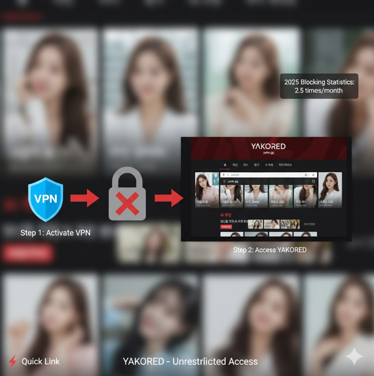 야코레드 우회 접속 가이드 다이어그램.