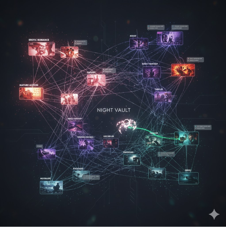 검색엔진 크롤러가 링크모음사이트를 탐색하는 모습을 시각화한 그래픽.